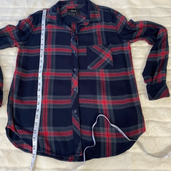 Rails Hunter Plaid Button Up Long Sleeve Shirt In Navy Iron Currant Size S - Picture 8 of 12